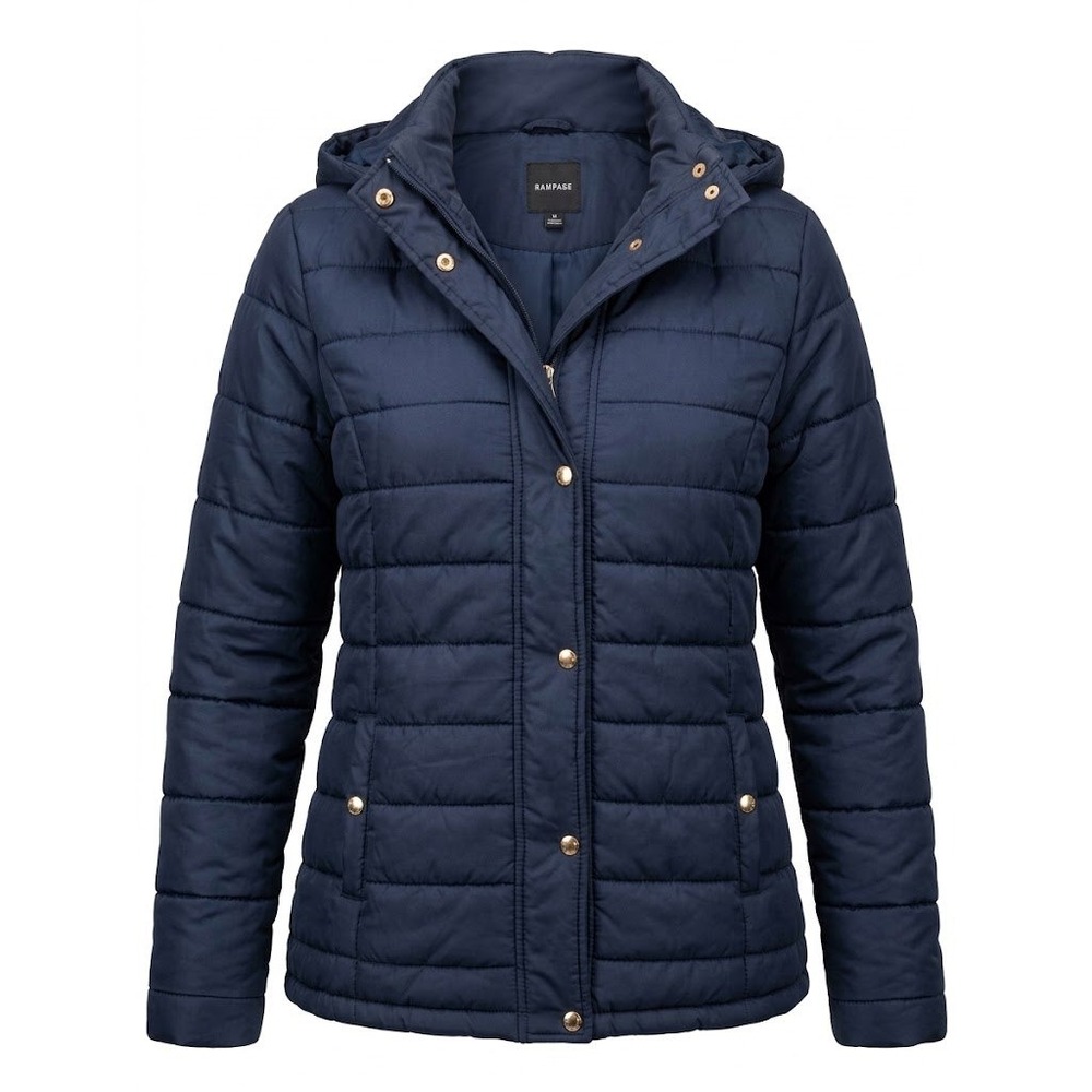 Rampage Puffer Jacket Womens XL Navy Blue Quilted Hooded Y2K Gorpcore Streetwear